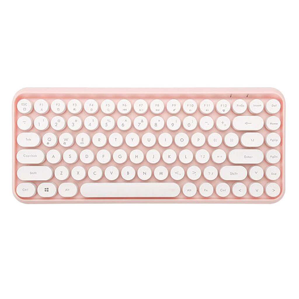 Ajazz 308i Draadloze Toetsenbord Stoom Punk Retro Ronde Keycap Universele 84 Toetsen Bluetooth Toetsenborden Voor Pc Laptop Gaming Toetsenbord: Pink