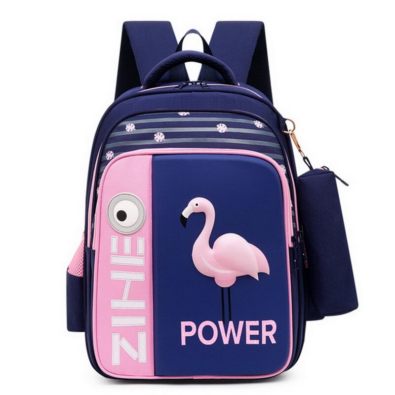 neue 3D Flamingo Schule Taschen Für Mädchen Jungen Cartoon Shark Rucksack Kinder Orthopädische Rucksäcke Mochila Escolar Grade 3-5: Pink