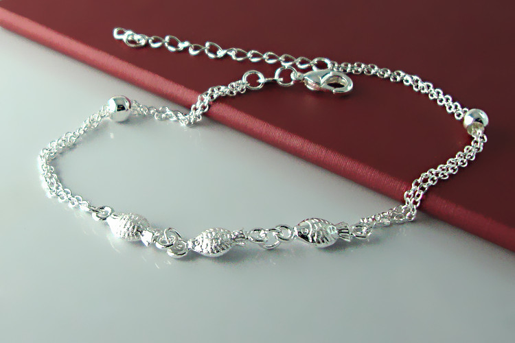 Trendy 925 Sterling Zilveren Vis Enkelbandje, Shimmery Mermaid Weegschalen Fish Foot Ornamenten Voor Vrouwen Meisjes Partij Sieraden