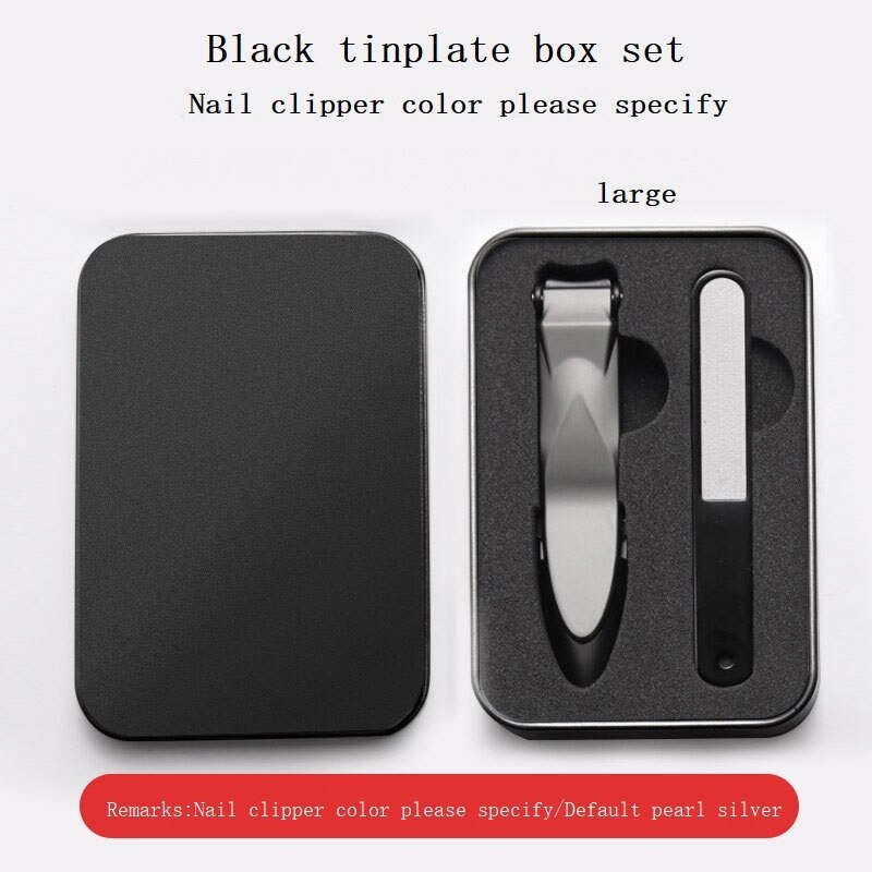 stainless steel nail clippers trimmer pedicure care nail clippers fish scale nail file nail clipper tools: Black box set large