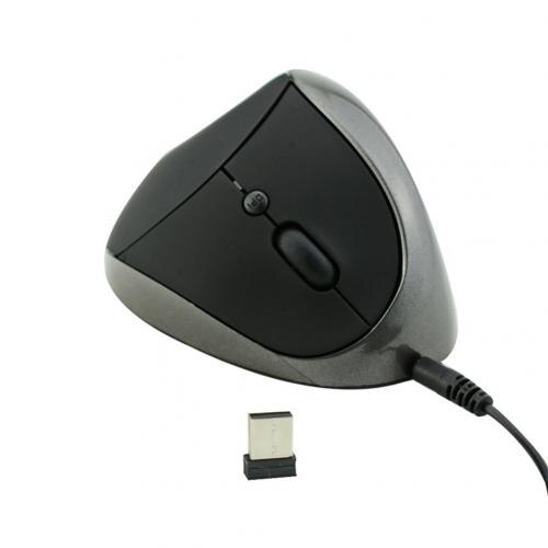Ergonomische oplaadbare 2.4g draadloze/bedrade 6- toetsen optische verticale muis muizen computermuis: Grijze bedrade muis