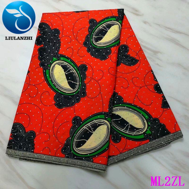 LIULANZHI tejido Ankara encerado poliéster estampado africano tela 6 yardas/pieza nueva cera de poliéster con piedras ML2ZL36: ML2ZL49