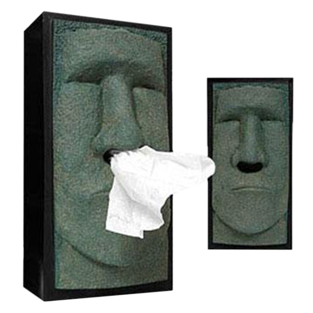 Tissue Storage Box Head Facial Tissue Box Holder Cover Dispenser Face Easter Island Retro Home Organization Case Supply
