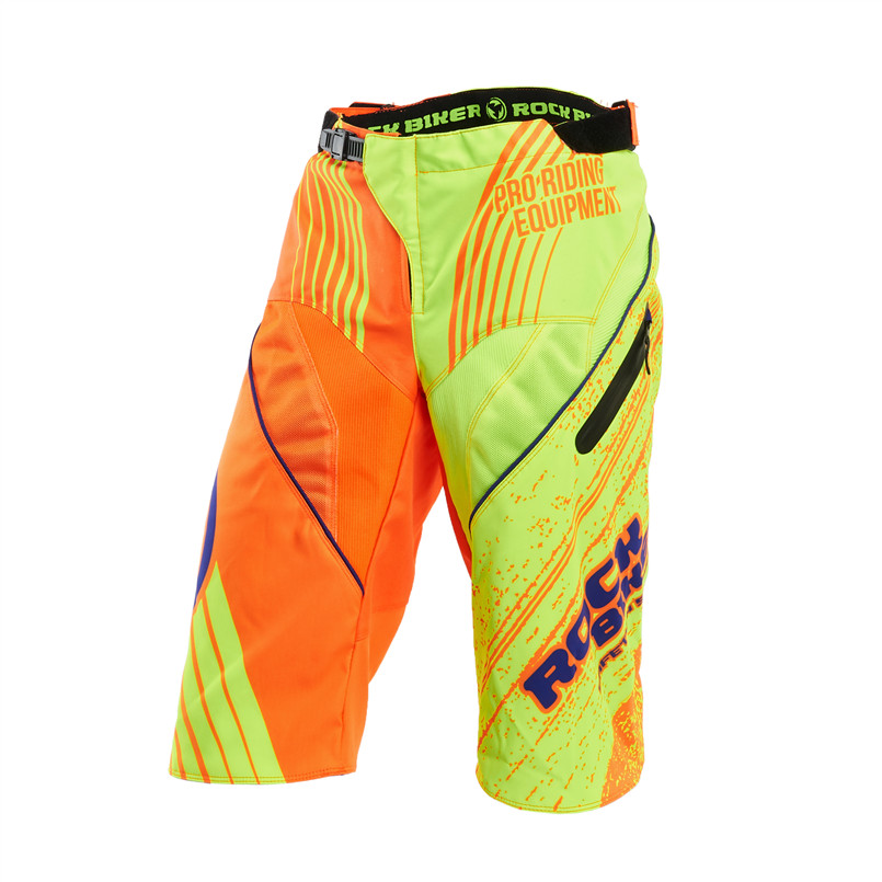 ROCK BIKER Motocross Shorts Motorcycle Pants Motor Bicycle Riding Downhill Mountain MOTO Off-Road MTB ATV MX DH Short Pants.: Yellow-Orange / 30