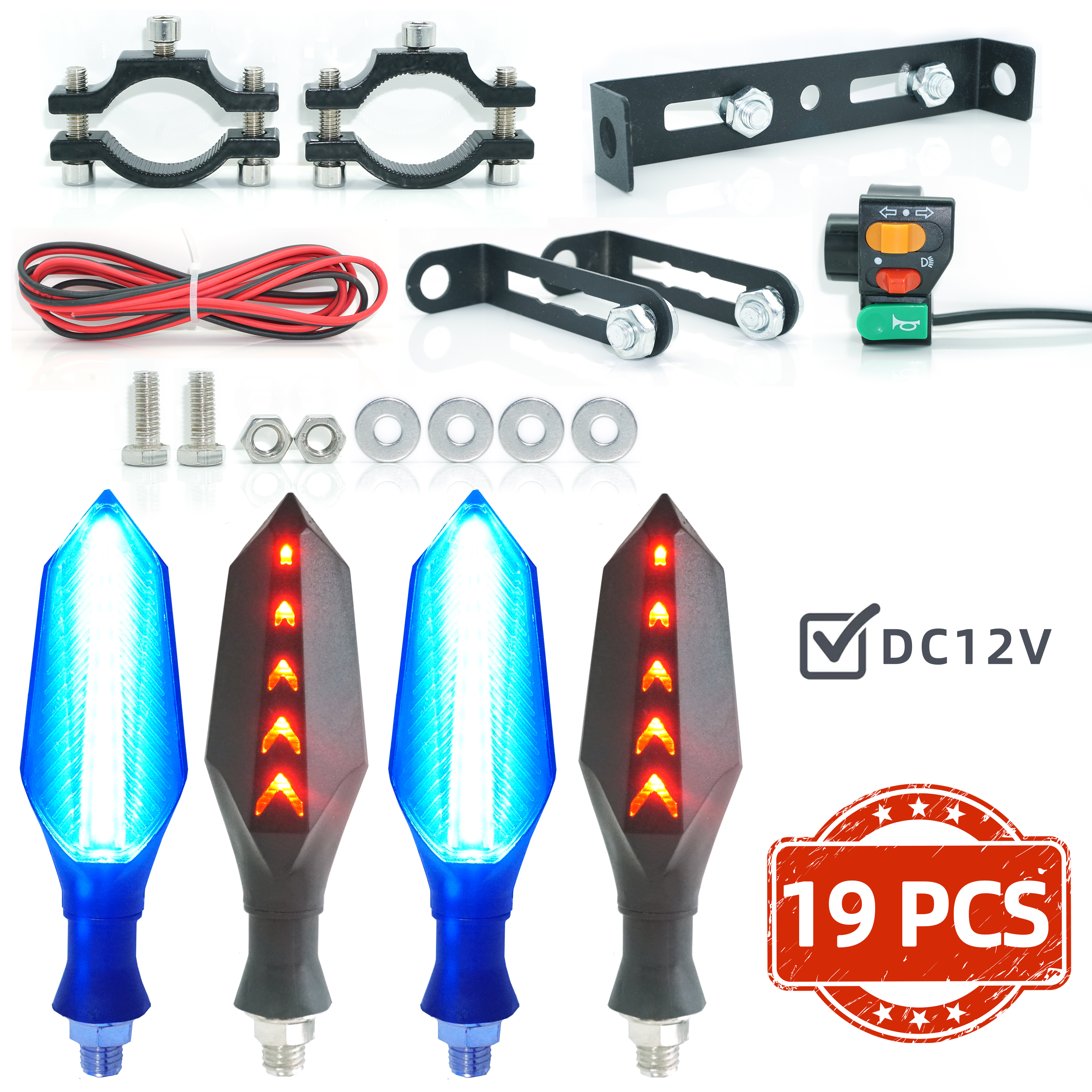 Elektrisk elcykel blinklys 12v 32v 48v 52v 60v blinklys strobe led-lys cykel motorcykel moto motorcykeltilbehør: Guld