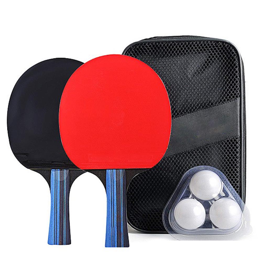 A Pair Pingpong Bat Table Tennis Sports Ping Pong Racket Paddle Bat+3PCS Balls Bag Set