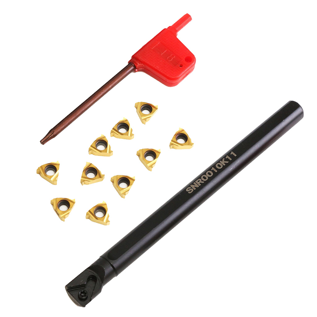 SNR0010K11 Draaibank Threading Turning Gereedschaphouder + 10 Stuks Inserts Met Wrench