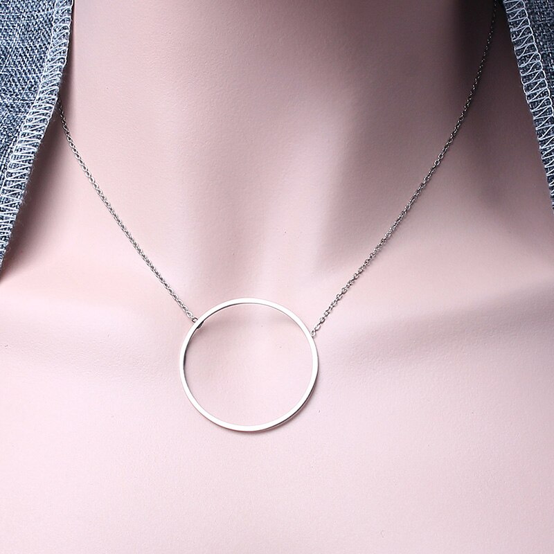 Zuuz minimalisme rustfrit stål kæde choker cirkel bedste venner vedhæng halskæde kvinder tilbehør chocker halsfri: 1