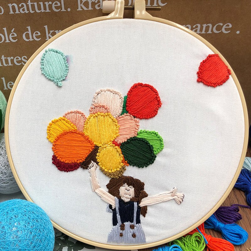 Kit de bordado de flores para mujer moderna, bordado de flores, artesanía de punto de cruz para principiantes, sin aro: D