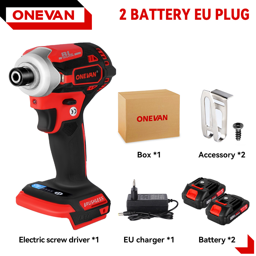 ONEVAN 588NM Cordless Electric Impact Brushless Wrench 5 Speed Screwdriver Power Tool 1/4" with 3 LED Light for Makita Battery
