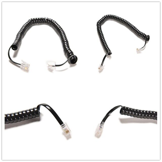 Coil Line Cable Wire Telephone Coiled Cord 2 Meter Durable 6.5FT Telephone Handset Phone Extension Cord Curly