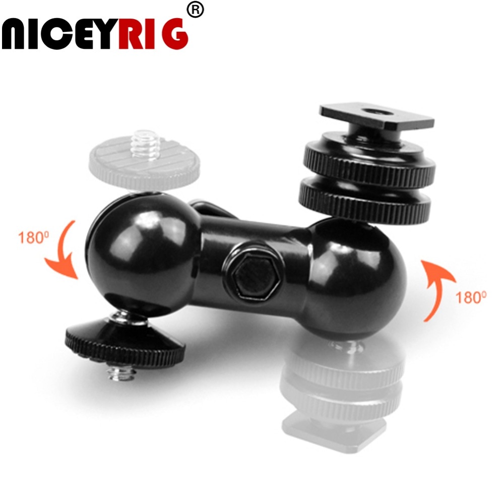 NICEYRIG Mini brazo mágico Multi-función de liberación rápida soporte 1/4 "Cabeza de bola Rig fría zapato montaje 1/4" tornillo para Monitor LCD