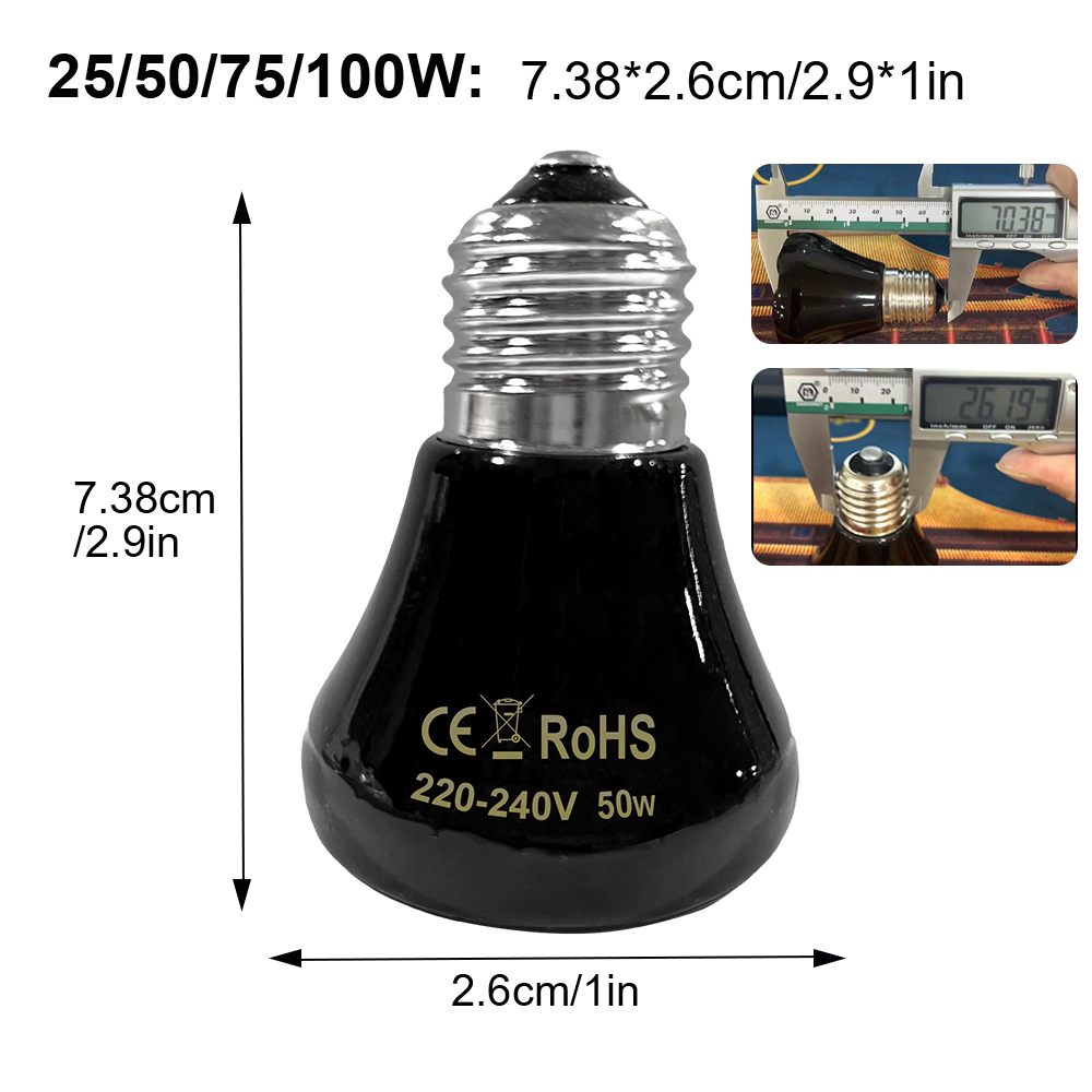 Haustier Heizlampe Mini Infrarot Keramik Emitter Wärmelampe Schildkröte Heizung Lichtkasten Wärmer Glühbirne Haustier Brutapparat 25/50/75/100W