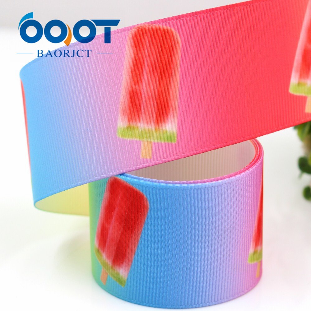 Ooot baorjct 183174 38mm 10 yards tegneserie frugtbånd termisk overførsel trykt grosgrain bryllup tilbehør diymaterialer