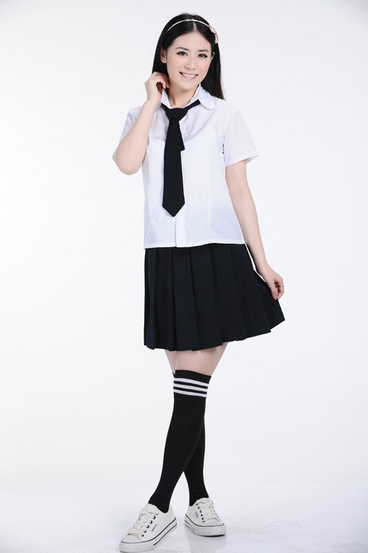 Adomoe mujer japonés y coreano uniforme escolar de animé top de cosplay blanco negro uniformes de la Escuela de las mujeres