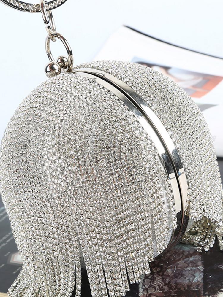 Vintage Frauen Abend Tasche Metall Kette Mini Runde Ball Taschen Bankett Party Schulter Umhängetaschen Kupplungen Rund Käfig Handtasche: Default Title
