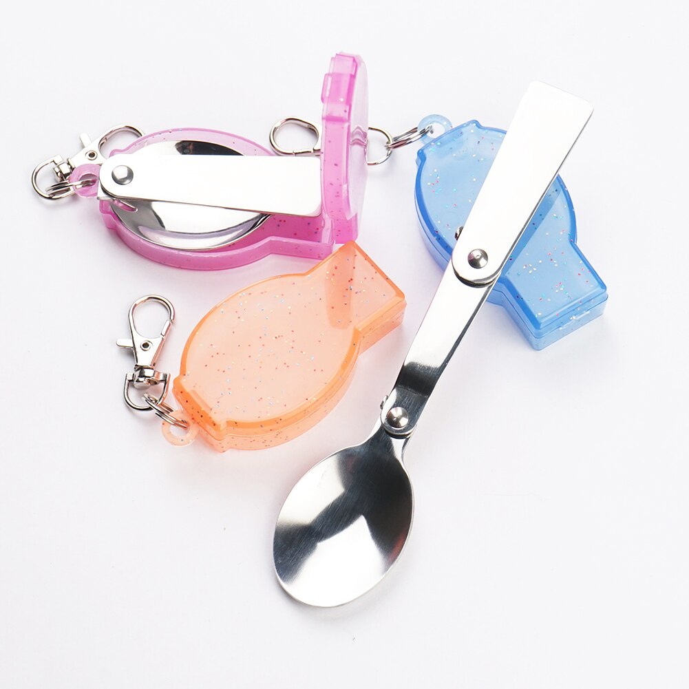 Camping Utensil Compact Stainless Pocket Spoon Fork Super Small Foldable Camping Travel Party Picnic Folding Pocket Spoon