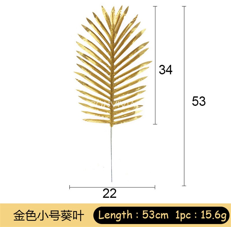 1pc Goud Kleur Bladeren Rotan Bruiloft Decoratie Kunstmatige Planten Doek Nep Monstera Leaf Muur Home Decor Feestartikelen: 1-M Leaf
