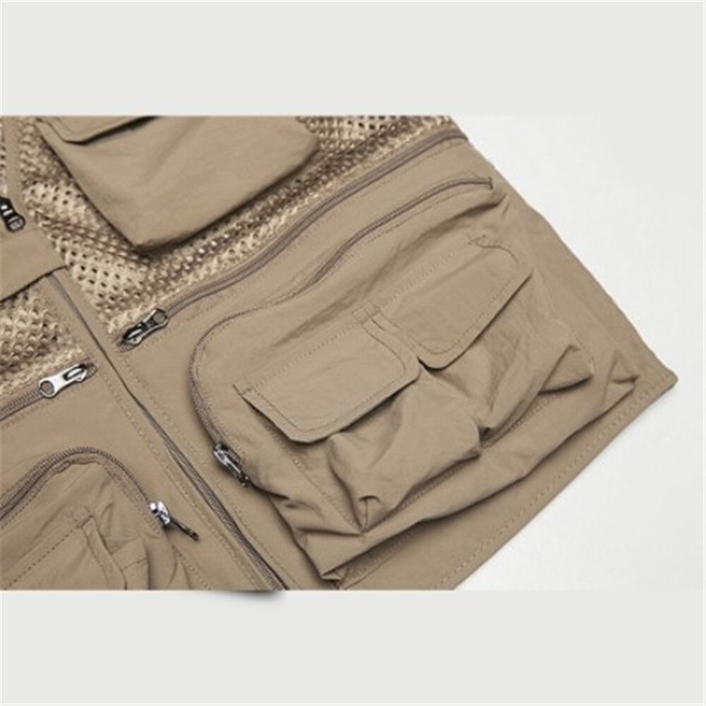 Multi-kieszeń kamizelki wędkarskie wiosna lato na wolnym powietrzu Sporty szybkie suche oddychające siatkowe kurtki mężczyźni fotografia nylonowe kamizelki turystyczne