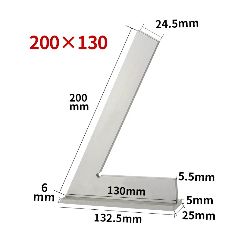 60 Graden Hoek Platte Rand Vierkante Hoek Heerser Metalen Vierkante Heerser Rand Staal Meten Tool Carpenter Vierkante Markering Heerser Gereedschappen