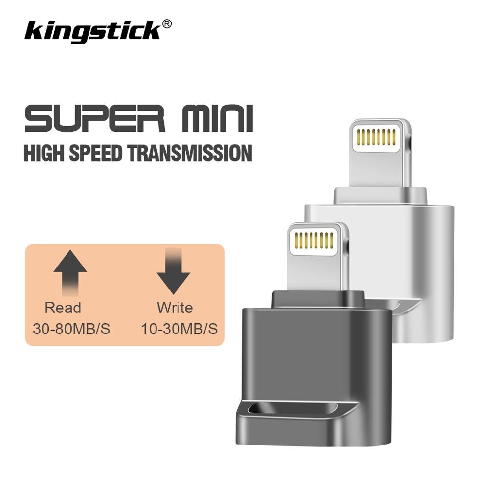 Kingstick mini usb flash-stasjon pendrive for iphone  /7/7 pluss /8/ x usb/otg/lightning 2 in 1 penn-stasjon for ios ekstern
