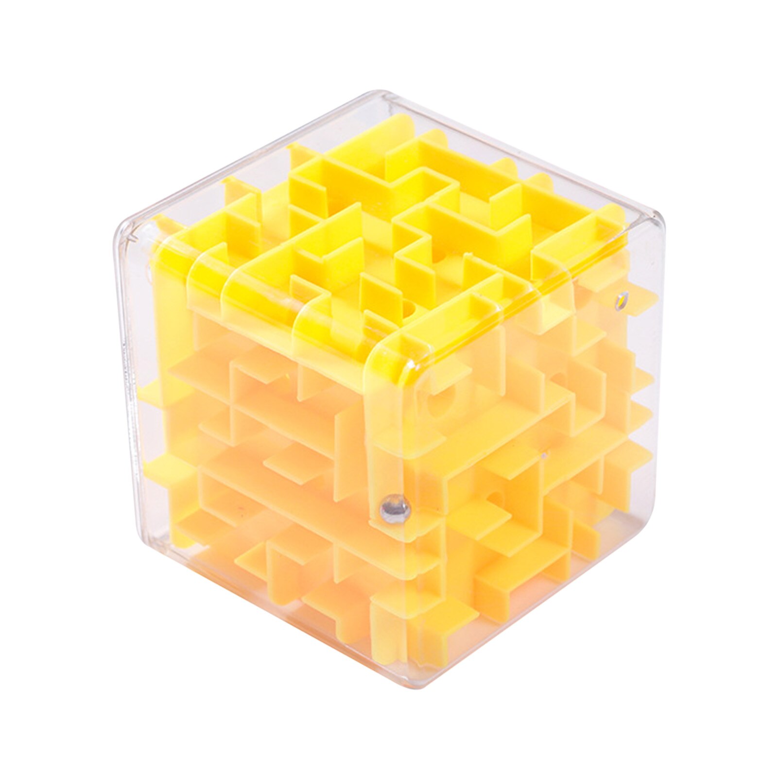 Puzzle Spiele 3D Würfel Labyrinth Spielzeug Spiele Fall Box Balance Herausforderung Puzzle Magische Würfel Stahl Ball Maze Pädagogisches Spielzeug Für kinder: Yellow