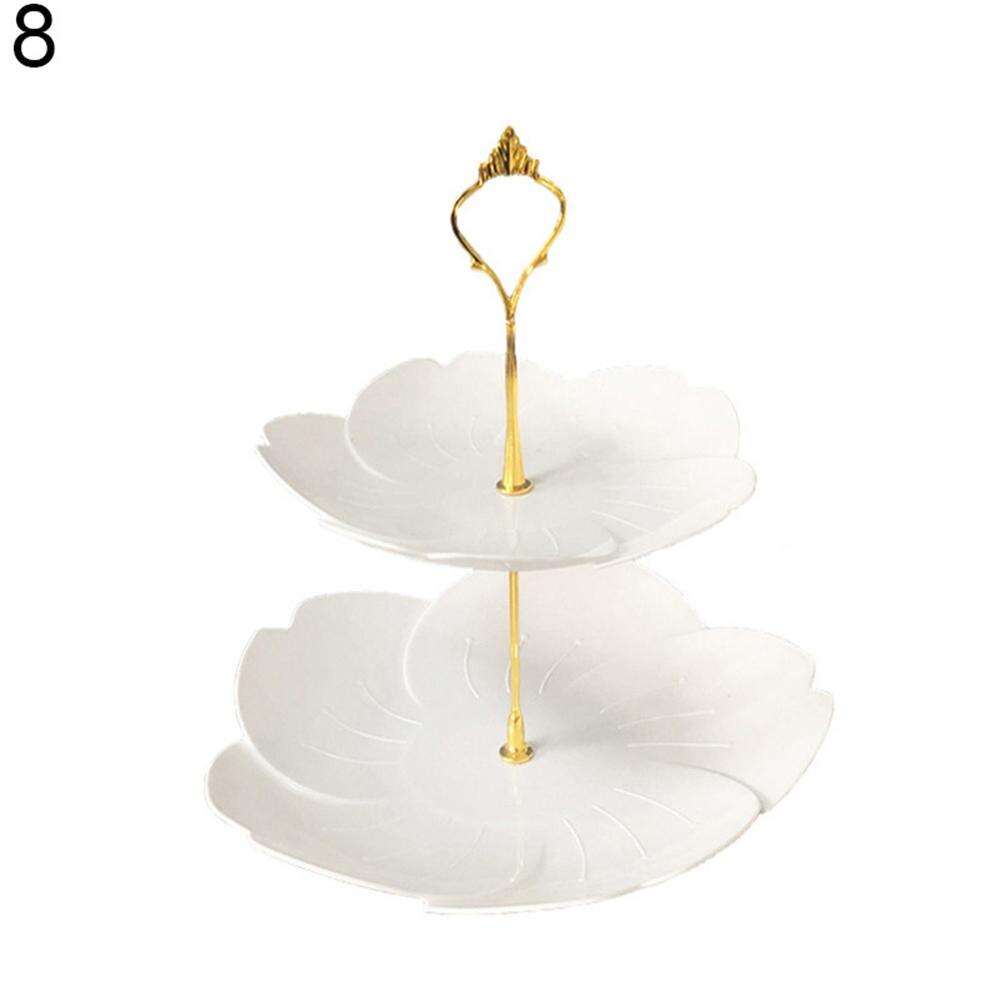 2/3 Tiers Fruit Cake Plate Holder Stand Home Festival Party Dessert Storage Rack Round/square/flower Dessert Plates Storage Rack: 8