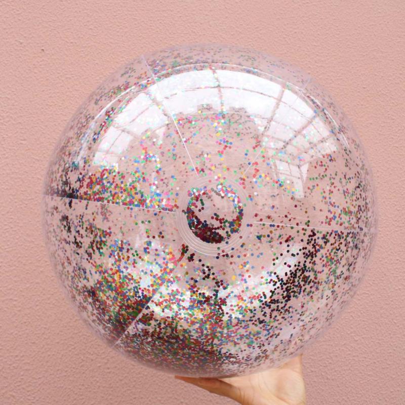 Glitter Beach Ball Super Transparent PVC Ball Photo Water Toy Inflatable Props for Kids Adults Summer Outdoor Water Fun toys