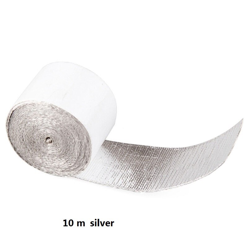 Fiberglass Roll Backed Adhesive Reflective Gold High Temperature Heat Shield Wrap Tape Multiple size 5/9/10 meters: Silver