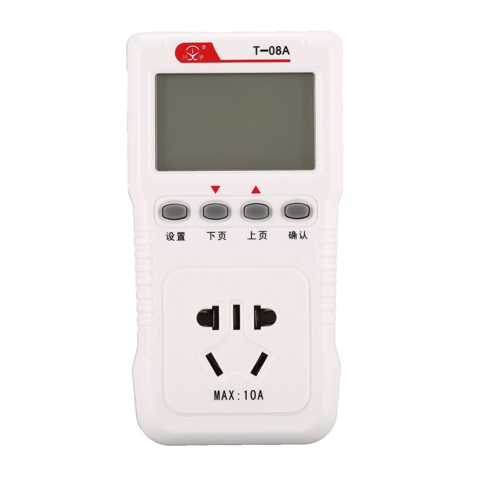 Power Meter T-08A Digital Socket Tester Wattmeter Analyzer Electric Supply Measuring Testing Energy Watt Monitor Electricity