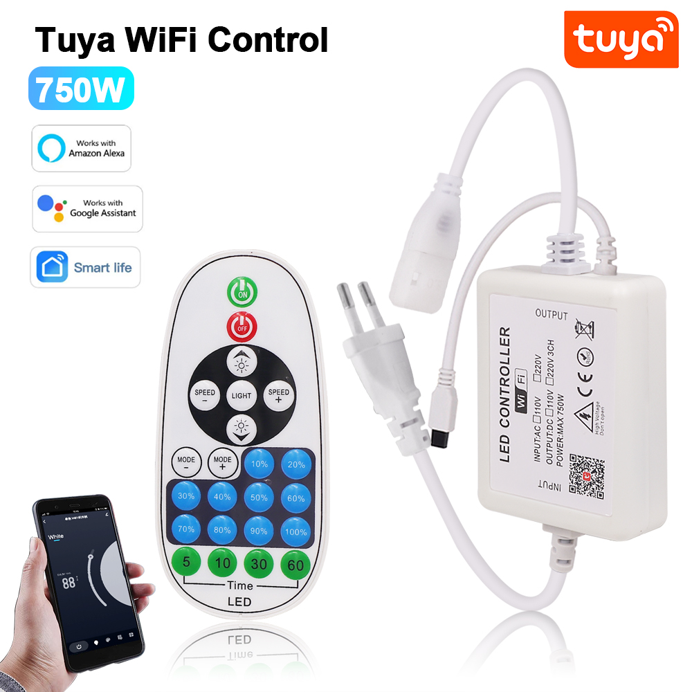 LED Dimmer Regler IR Fernbedienung/Tuya WIFI/Bluetooth/RF berühren Tafel Für 8MM PCB 110V 220V 288Leds/m 360LEDs/m Keine Drähte Kolben Streifen: Schwarz / 120v