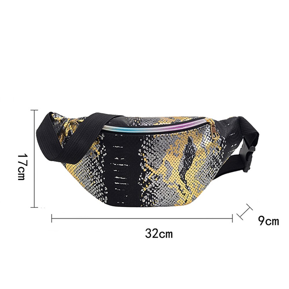 lässig PU Leder Brust Taschen Frauen funkeln Taille Streetwear lässig Bote Packungen Streetwear Bote Packungen