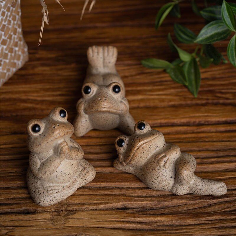 Porcelaine 3CM/5CM grenouille thé Animal de compagnie Zen service à thé poterie grossière à la main Animal chinois mignon Style moderne décor à la maison