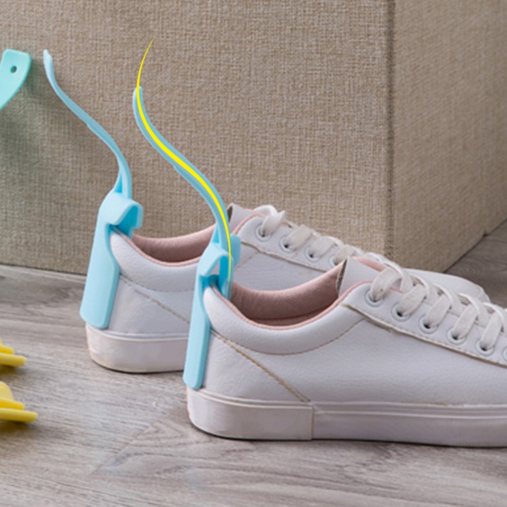 1/2Pcs Portable Lazy Shoe Helper Unisex With Handle Shoe Horn Plastic Easy to Use Sneakers Shoehorn Home Shoes Lifter Tool