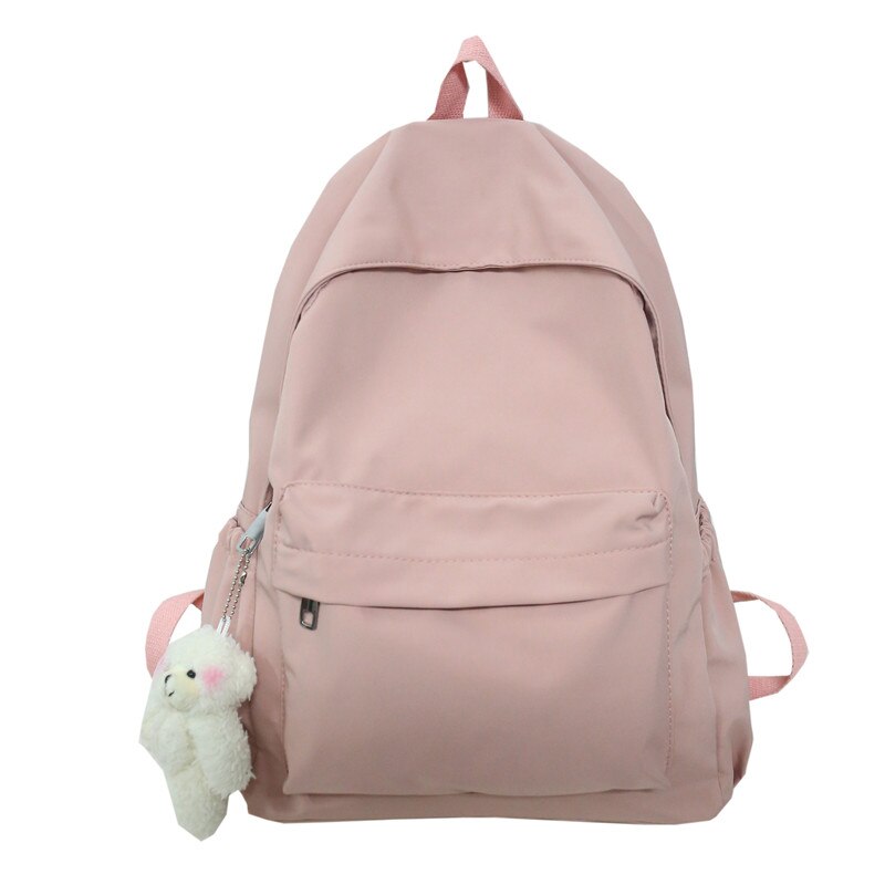 Nylon Mode Rugzak Voor Vrouwen Effen Kleur Eenvoudige Rugzak Preppy Stijl Rugzak Tieners Meisjes Grote Capaciteit Schooltas Pak: pink