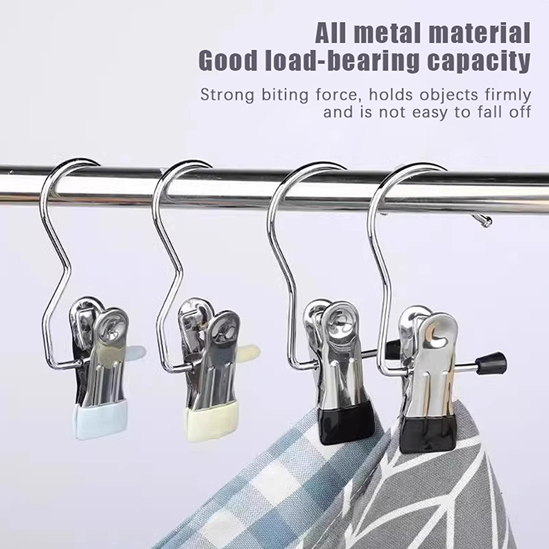 Pinzas para ropa de acero inoxidable, 10 Uds., pinzas para ropa, gancho, Clip para colgar ropa portátil, colgador organizador de ropa para armario