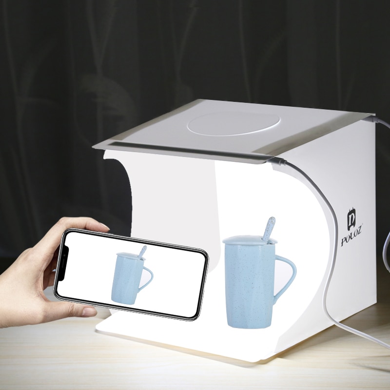 Mini caja de luz plegable para estudio fotográfico, Softbox de 2 paneles de luz LED suave, Kit de fondo fotográfico, caja de luz para cámara DSLR