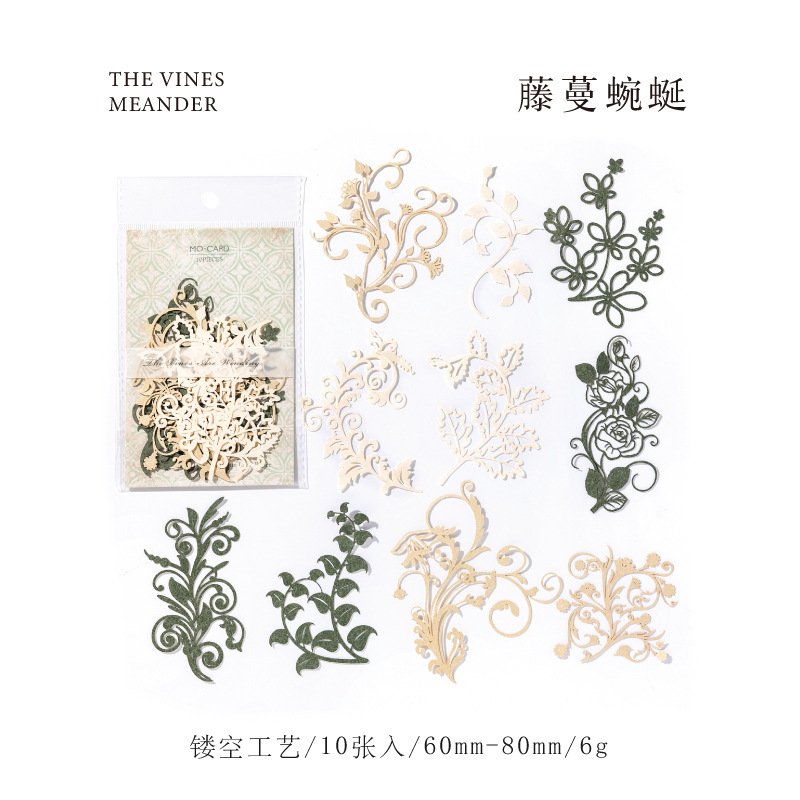 Matériel creux de fleurs vintage, papier décoratif, main, compte, journal intime, accessoires de scrapbooking, licence, fournitures d'artisanat, 10 pièces: Argent