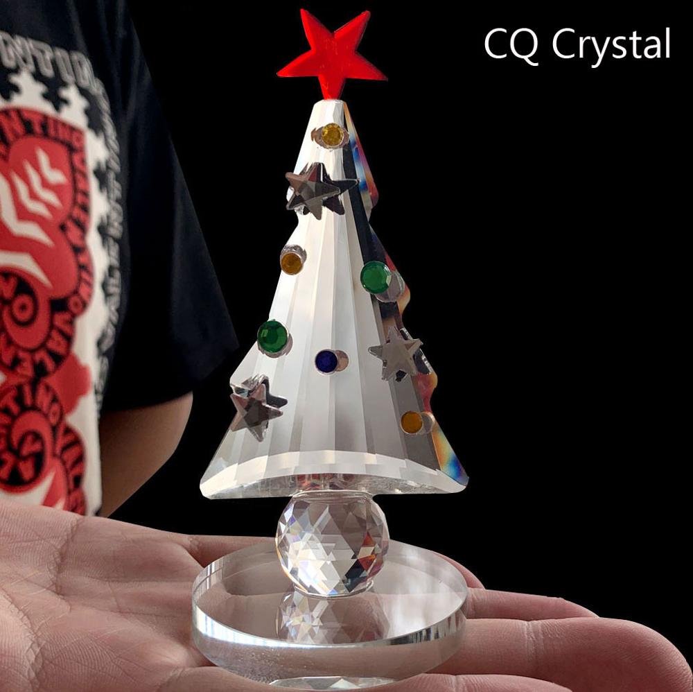 CRYSTAL CHRISTMAS TREE MINIATURE FIGURINES GLASS CHRISTMAS TREE ORNAMENTS CHRISTMAS CRYSTAL CRAFTS HOME DECORATION