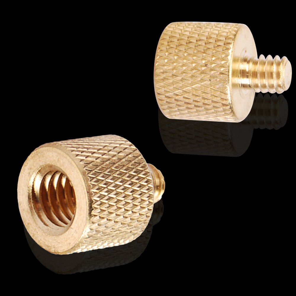 Tripod Thread Screw Adapter 3/8 to 1/4 Female Male Converter Gold Color Brass