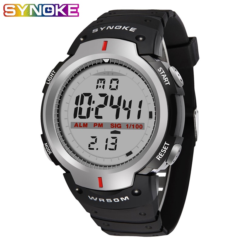 Synoke Sport Horloge Mannen 30M Waterdichte Led Digitale Elektronische Horloge Mannen Outdoor Heren Sport Pols Stopwatch Sport Horloges
