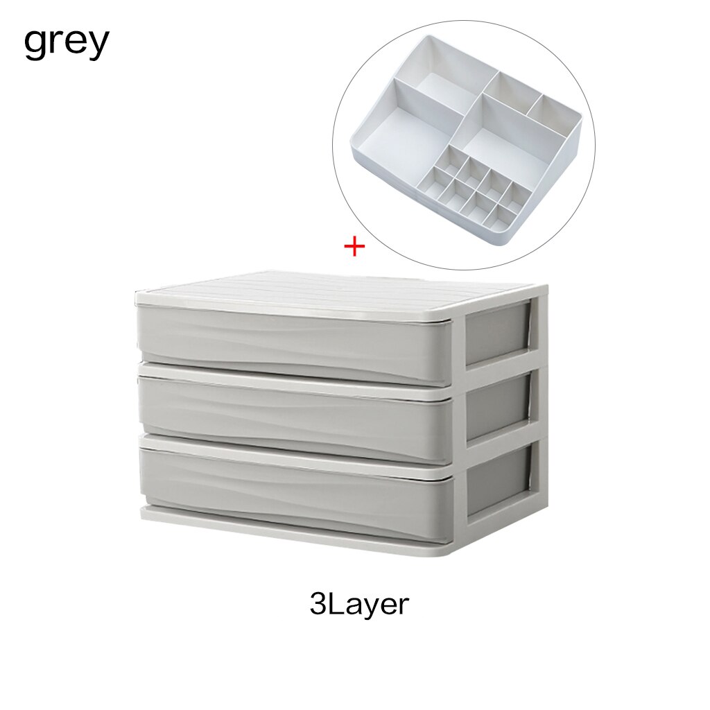 Plast kosmetik skuffe makeup organizer makeup opbevaringsboks container søm kiste holder desktop diverse etui badeværelse desktop: H