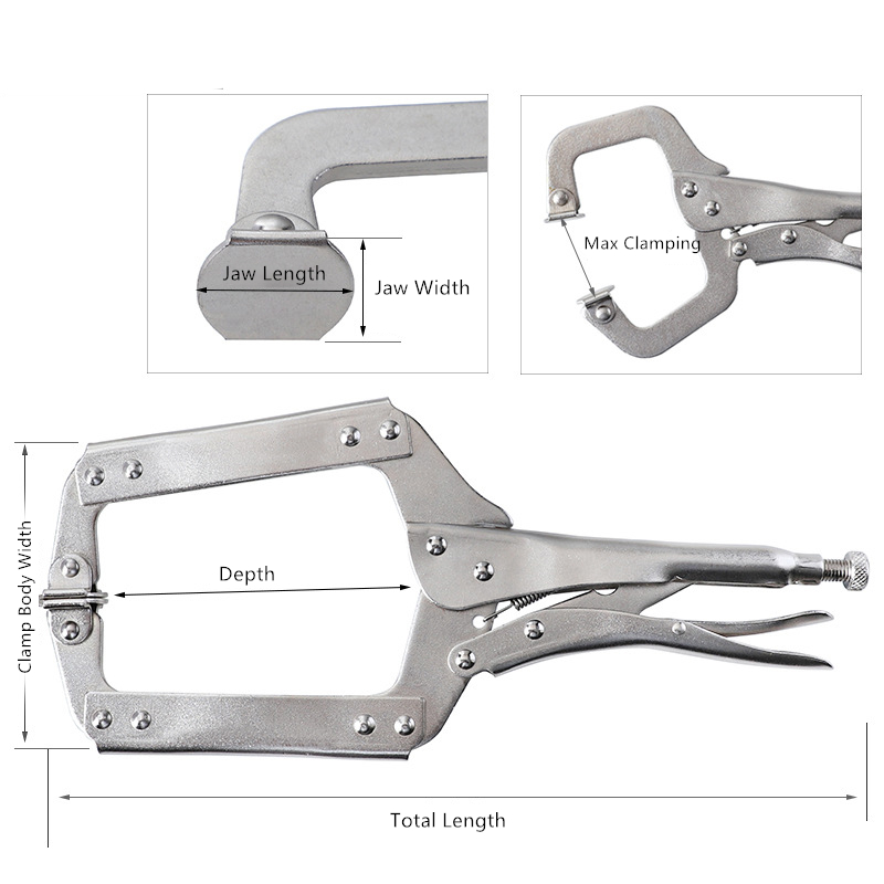 Multi-function Locking Clamp C Clamp Weld Clip Woodwork Fix Plier 6/9/11/14inch Hand Tool Lock Jaw