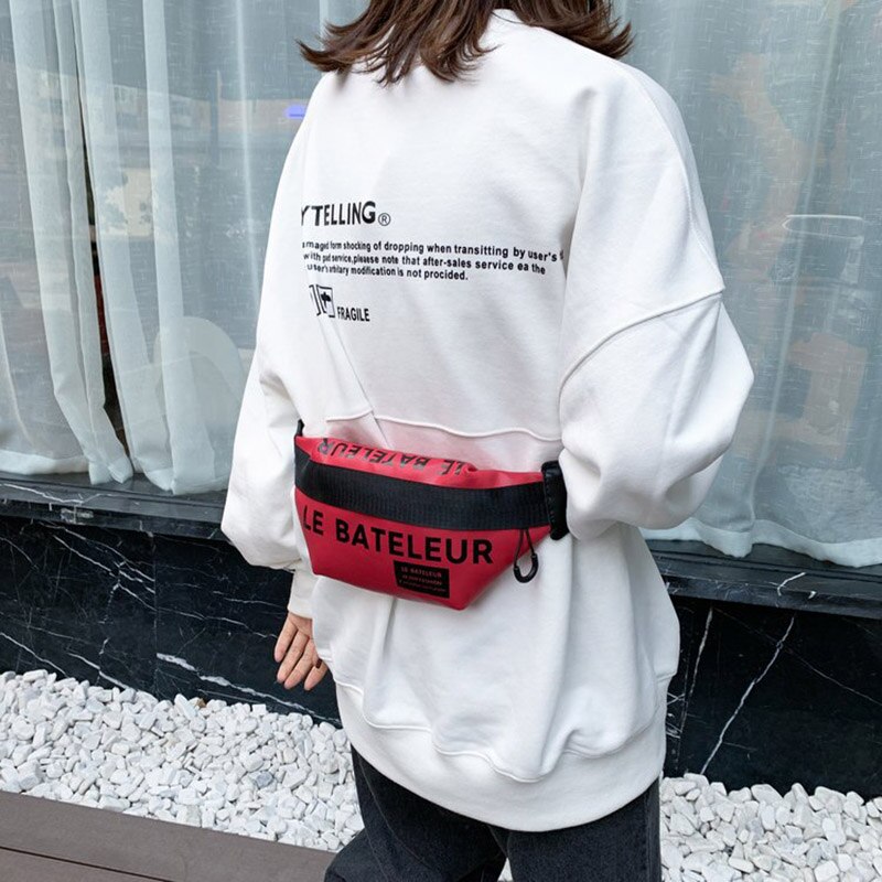 Saco da cintura das mulheres das letras rua hip hop cinto saco de alta qualidade couro do plutônio fanny pacote feminino ombro crossbody sacos peito bolsa