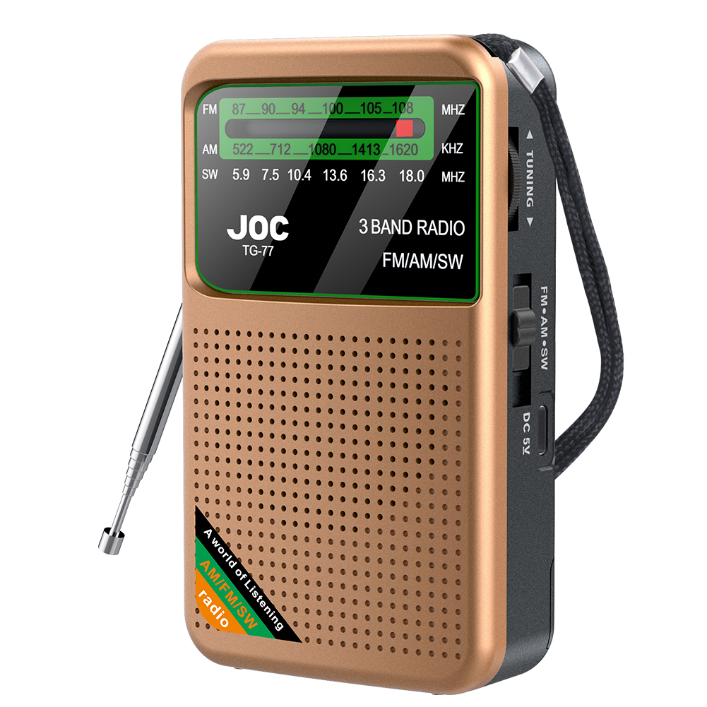 Radio FM AM SW na baterie Wbudowany głośnik Radio kieszonkowe typu C z możliwością ładowania i ekranem HD dla osób starszych: Różowy