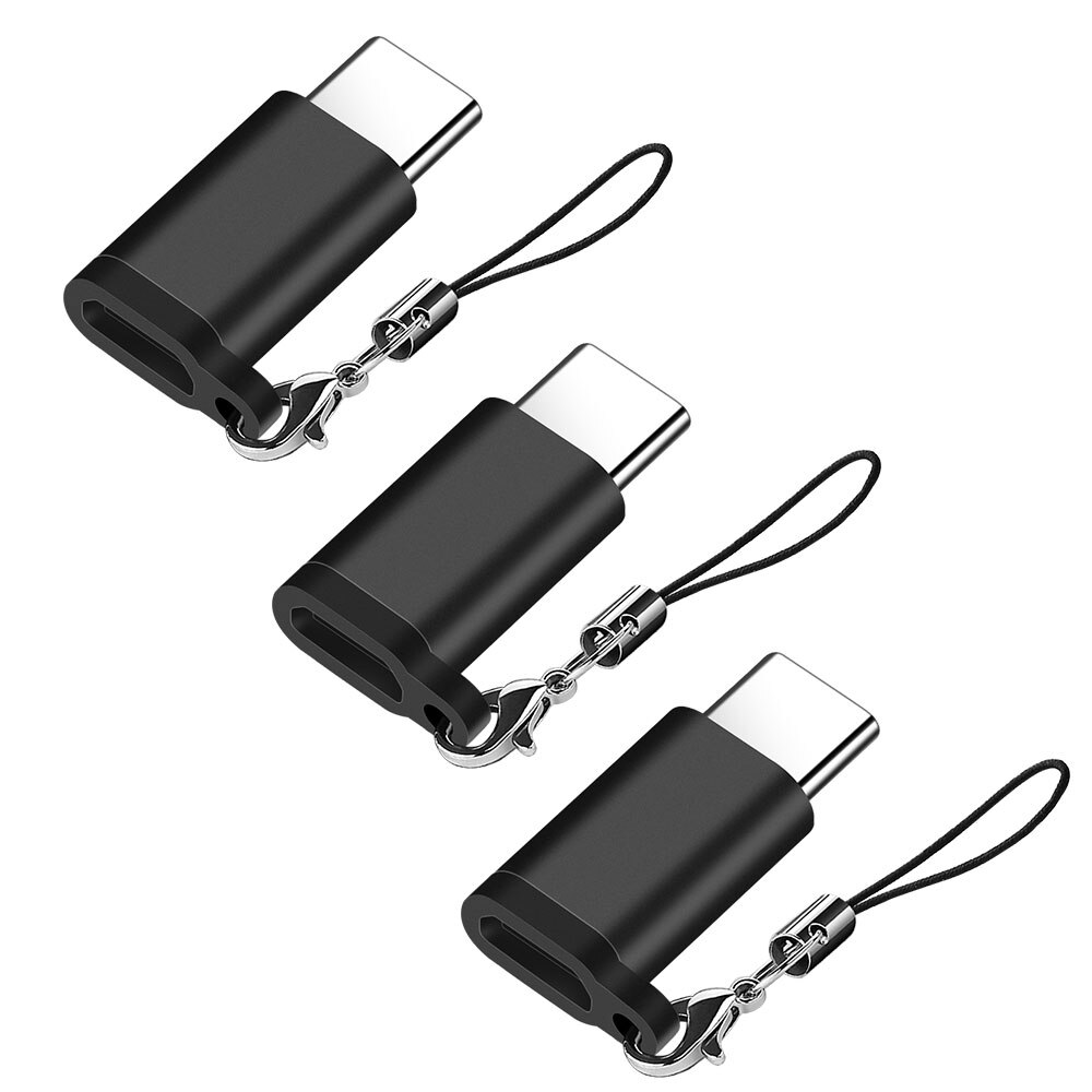 Micro Usb Naar Type C Adapter Converter Voor Xiaomi Mi 10 Redmi Note 8 Pro Mi10 Huawei Oneplus 7 Een plus 7T Samsung Note 10 Type-C: 3PCS Black