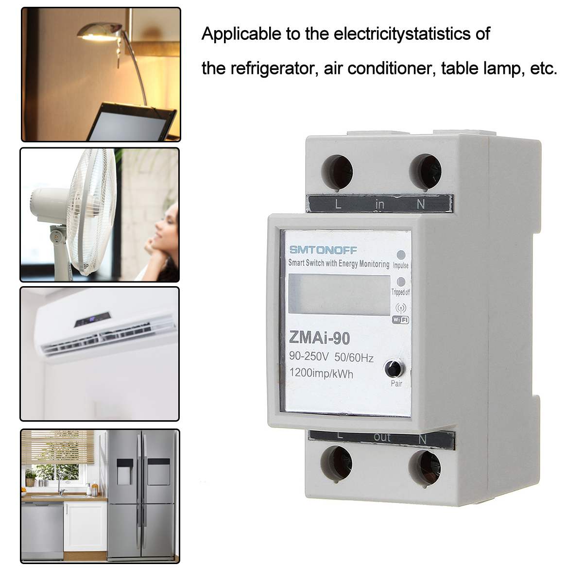 220v enfaset wifi smart energimåler strømforbruk kwh meter wattmeter wifi fjernkontroll bryter kontrollmonitor
