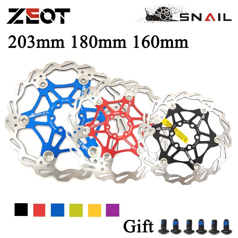 SNAIL Mountain Road Bike Floating Disc Brake Pads 160mm 180mm 203mm Six-nail Disc Rotor Floating Disc Brake Pads Bicycle Rotors