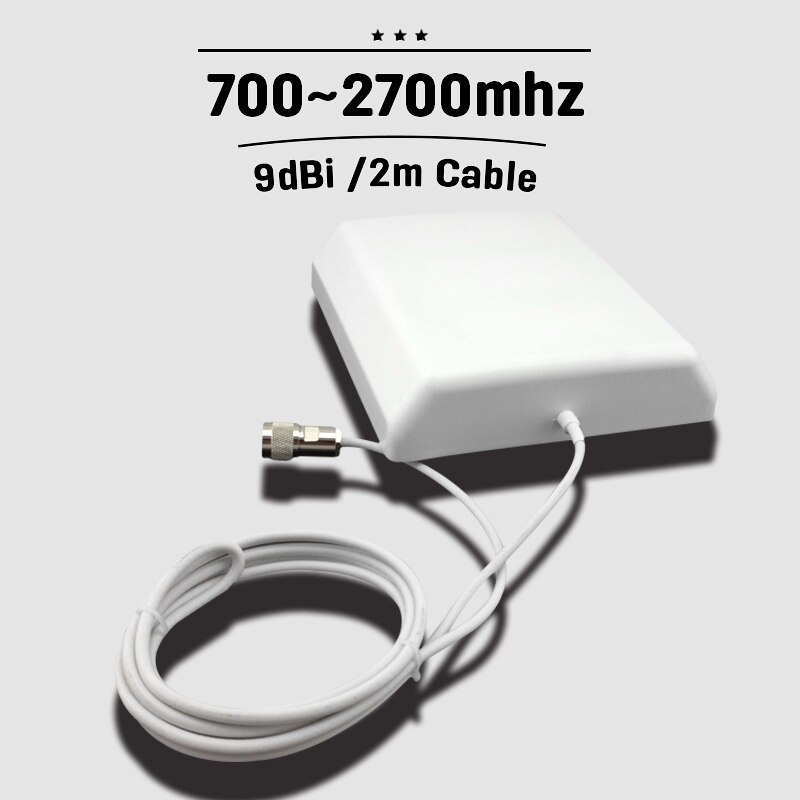 Indendørs panel antenne gsm 3g 4g n stik 700 ~ 2700 mhz 9 dbi med 2m kabel til mobiltelefon signal booster #27