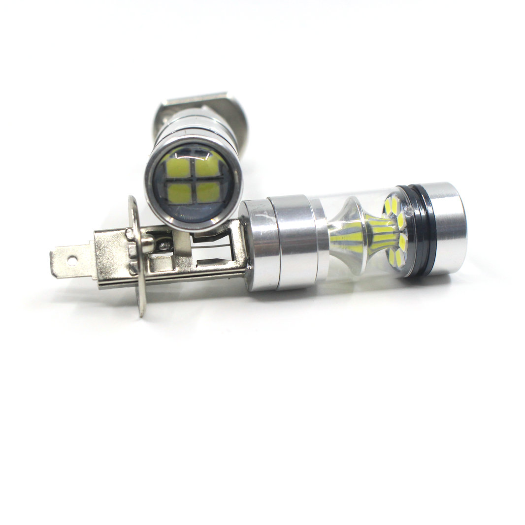 2 Stuks 100W 12V H1 20LED Koplamp Mistlamp Auto Blub Drl Licht Lamp H1 Led Lamp Led mistlamp
